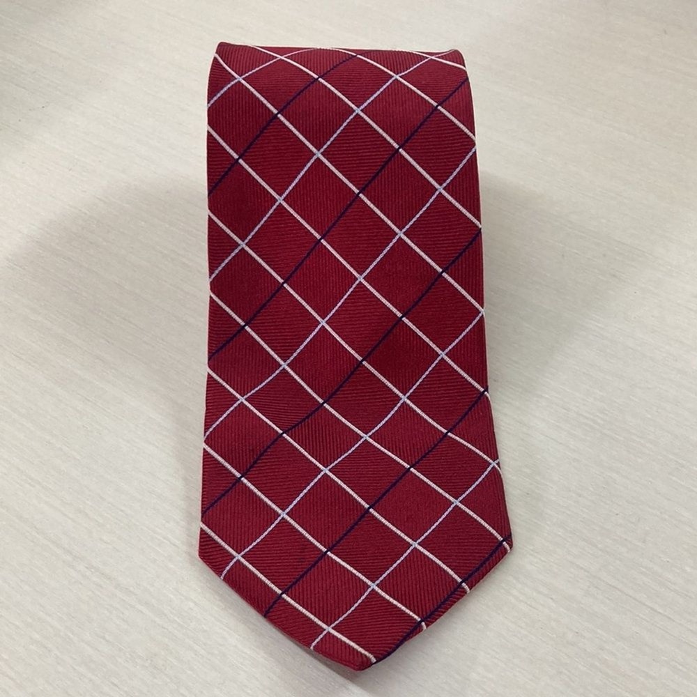 Brooks Brothers Makers‎ Mens Neck Tie 58" Long Red Plaid Classic Blue Window - Picture 3 of 6